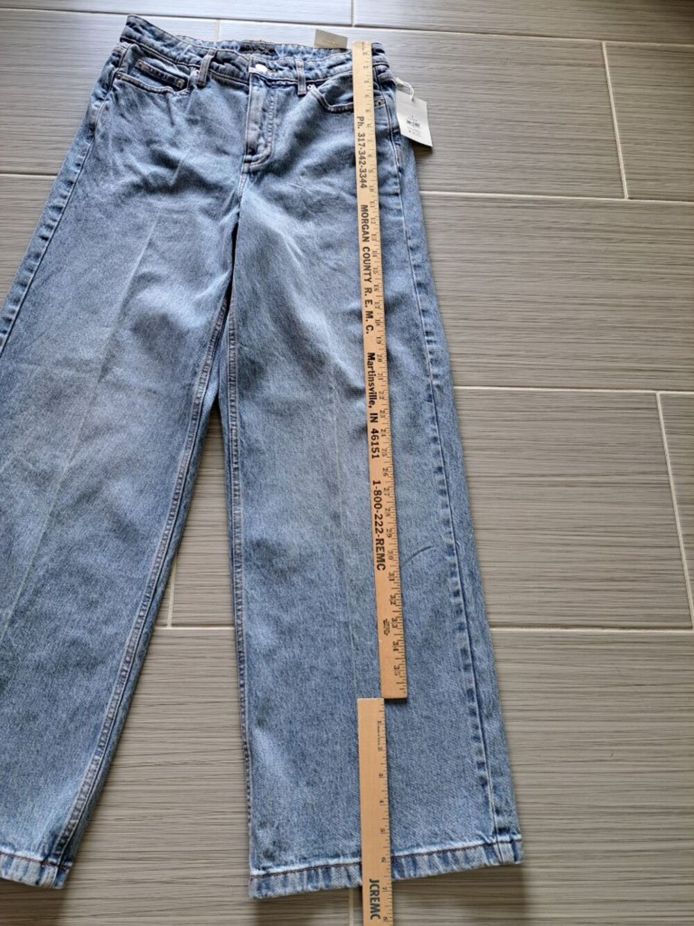 New Size 6 Wide Leg Free Assembly Womens High-Rise Light Wash Denim Jeans Tags - Picture 6 of 13
